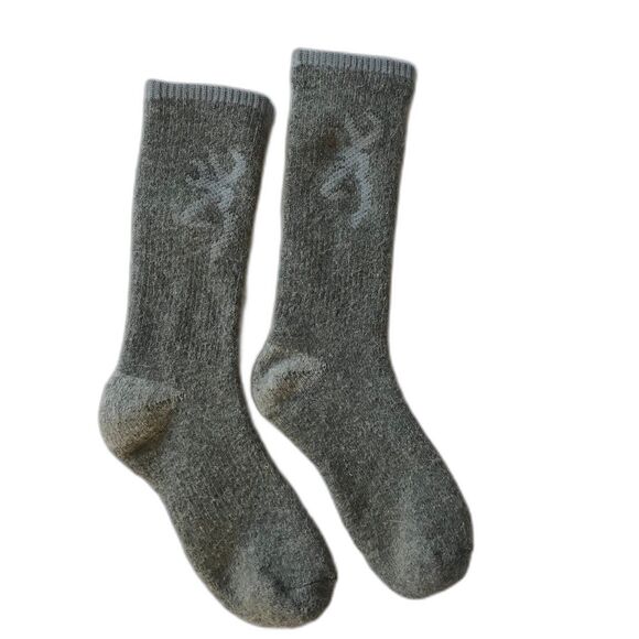 Browning Buckmark Wool Socks Crew Womens M 6-10 Gray Outdoor - Picture 1 of 4